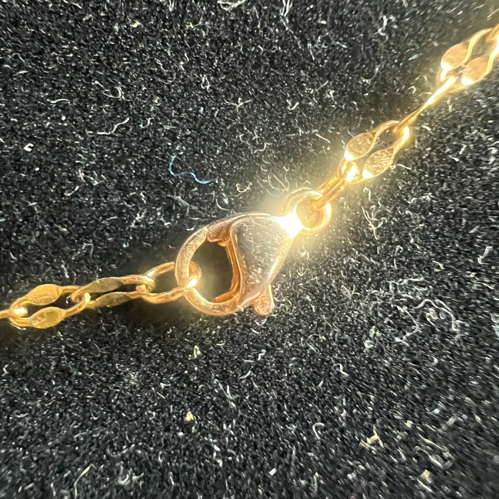 Deep Green Gemstone Choker on Sparkly Gold Chain — 14" Fit - Picture 14 of 17